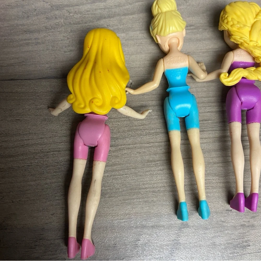 Set‎ of 4 Polly Pocket & Disney Magic Clip Princess Dolls 3.5”